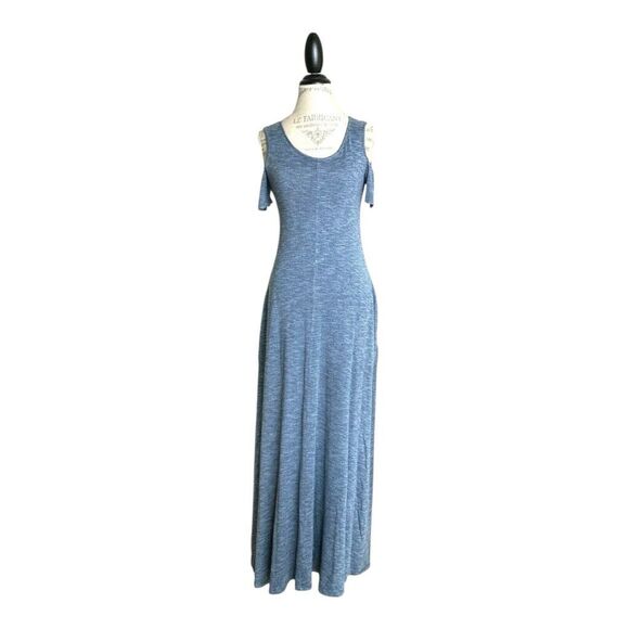 ✨Soft Surroundings Electra Cold Shoulder Blue Maxi Sz Large Dress✨ - Picture 4 of 9